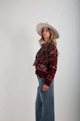 Cardigan Corto Bandana Burgundy