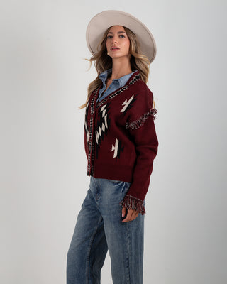 Cardigan Scollo V Peruviano Burgundy