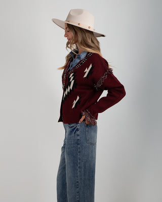 Cardigan Scollo V Peruviano Burgundy
