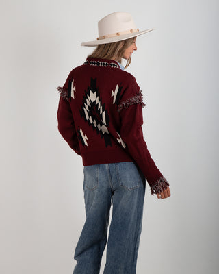 Cardigan Scollo V Peruviano Burgundy