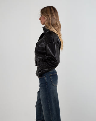 Bomber Corto Ecopelle Tasconi Black