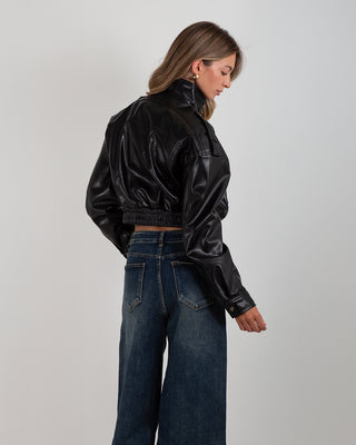 Bomber Corto Ecopelle Tasconi Black