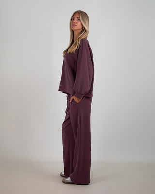 Tuta Scuba in Cotone con scollo a V Bordeaux
