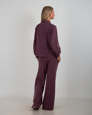 Tuta Scuba in Cotone con scollo a V Bordeaux