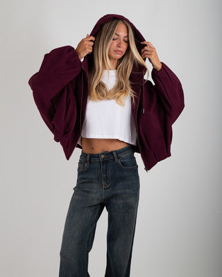 Bomber Cappuccio in Panno Burgundy