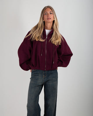Bomber Cappuccio in Panno Burgundy