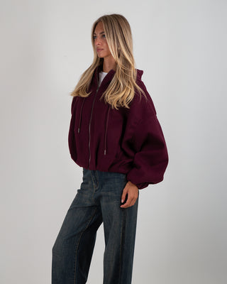 Bomber Cappuccio in Panno Burgundy
