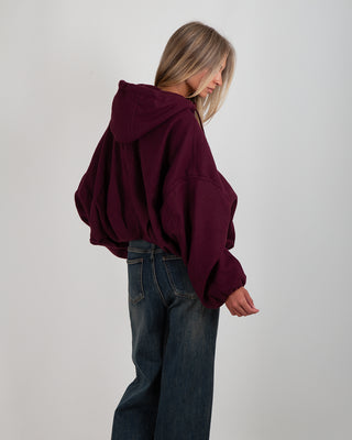 Bomber Cappuccio in Panno Burgundy