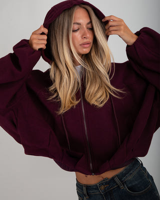 Bomber Cappuccio in Panno Burgundy