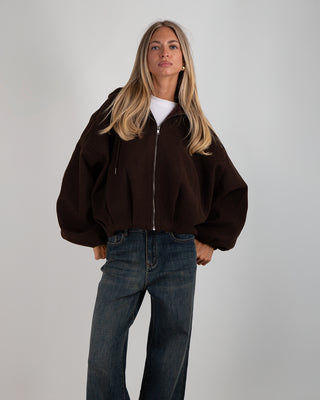 Bomber Cappuccio in Panno Brown