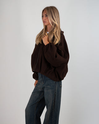Bomber Cappuccio in Panno Brown