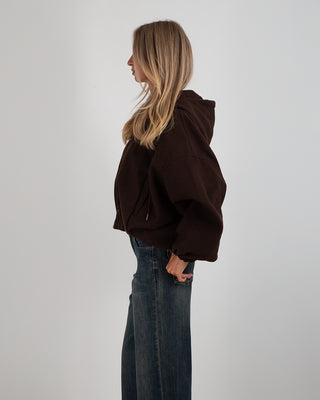 Bomber Cappuccio in Panno Brown
