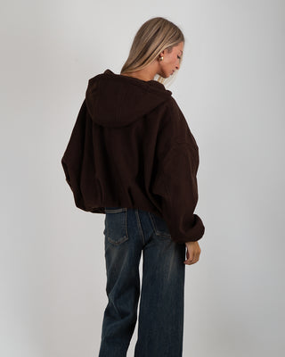 Bomber Cappuccio in Panno Brown
