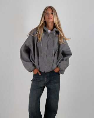 Bomber Cappuccio in Panno Grey