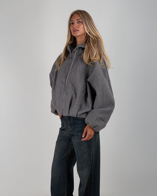 Bomber Cappuccio in Panno Grey