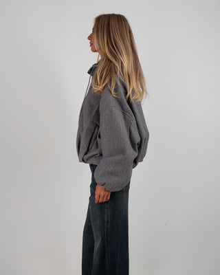 Bomber Cappuccio in Panno Grey