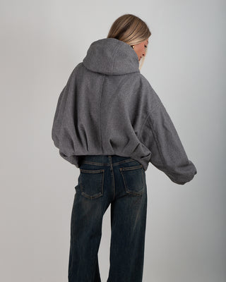 Bomber Cappuccio in Panno Grey