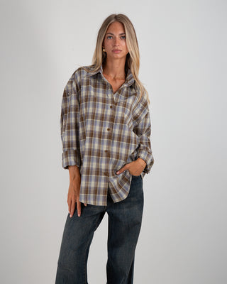 Camicia Quadri Strass Azzurro