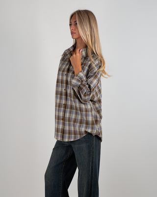 Camicia Quadri Strass Azzurro