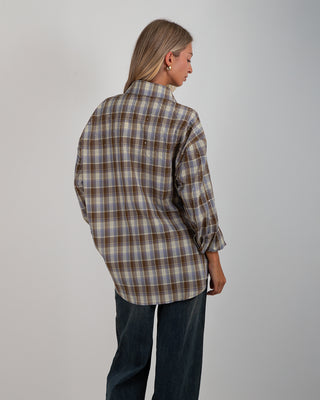 Camicia Quadri Strass Azzurro