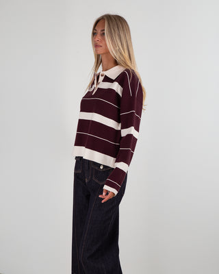Polo Maglia Righe Bordeaux