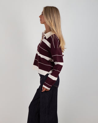 Polo Maglia Righe Bordeaux