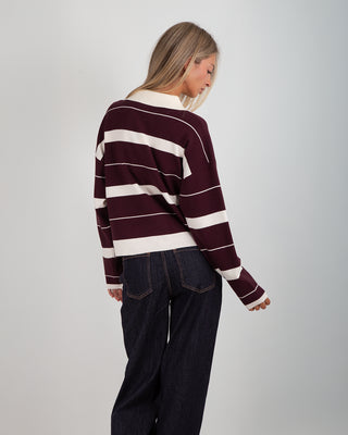 Polo Maglia Righe Bordeaux