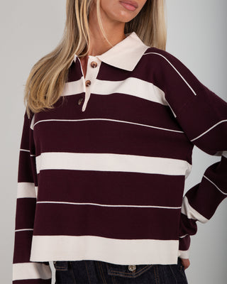 Polo Maglia Righe Bordeaux