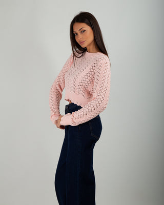 Maglioncino Crop Crochet Light Pink — Maglieria Anna Dani | foto 3