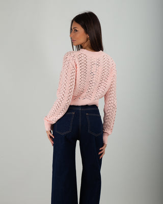 Maglioncino Crop Crochet Light Pink — Maglieria Anna Dani | foto 4