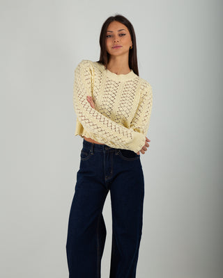 Maglioncino Crop Crochet Light Yellow — Maglieria Anna Dani | foto 2