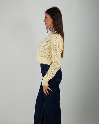 Maglioncino Crop Crochet Light Yellow — Maglieria Anna Dani | foto 3