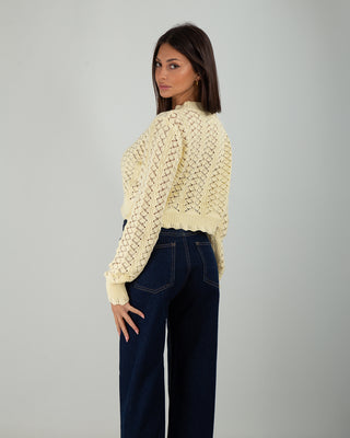 Maglioncino Crop Crochet Light Yellow — Maglieria Anna Dani | foto 4