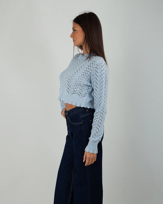 Maglioncino Crop Crochet Light Blue — Maglieria Anna Dani | foto 2