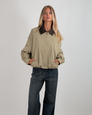 Bomber Collo Ecopelle Khaki