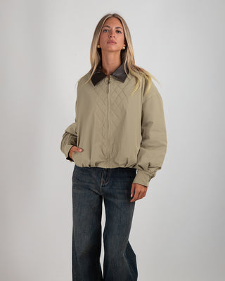 Bomber Collo Ecopelle Khaki