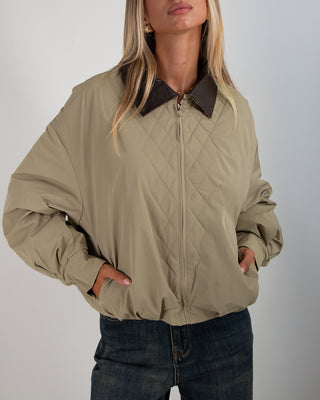Bomber Collo Ecopelle Khaki