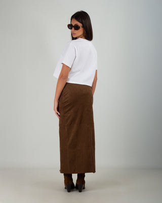 Gonna Bottone Scamosciata Brown