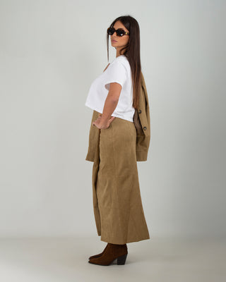 Gonna Bottone Scamosciata Camel