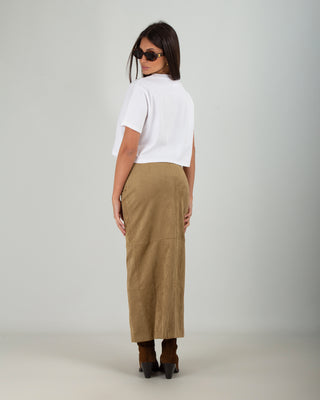 Gonna Bottone Scamosciata Camel