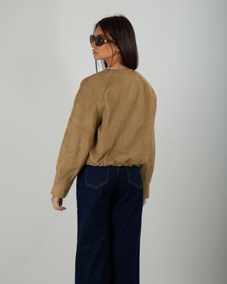 Bomber Bottoni Scamosciato Miele