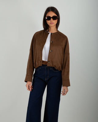 Bomber Bottoni Scamosciato Brown