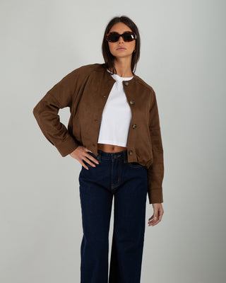 Bomber Bottoni Scamosciato Brown
