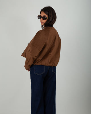 Bomber Bottoni Scamosciato Brown