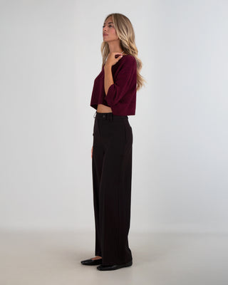 Pantalone Palazzo Chiusura Laterale Black
