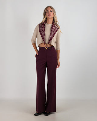 Pantalone Palazzo Chiusura Laterale Burgundy