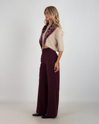 Pantalone Palazzo Chiusura Laterale Burgundy