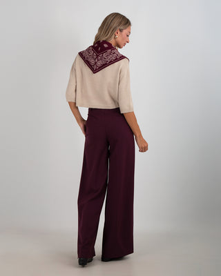 Pantalone Palazzo Chiusura Laterale Burgundy
