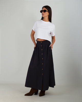 Gonna Bottoni Cotone Blue Navy — Gonne Anna Dani | foto 2