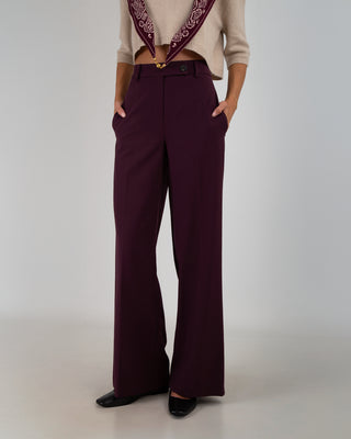 Pantalone Palazzo Chiusura Laterale Burgundy